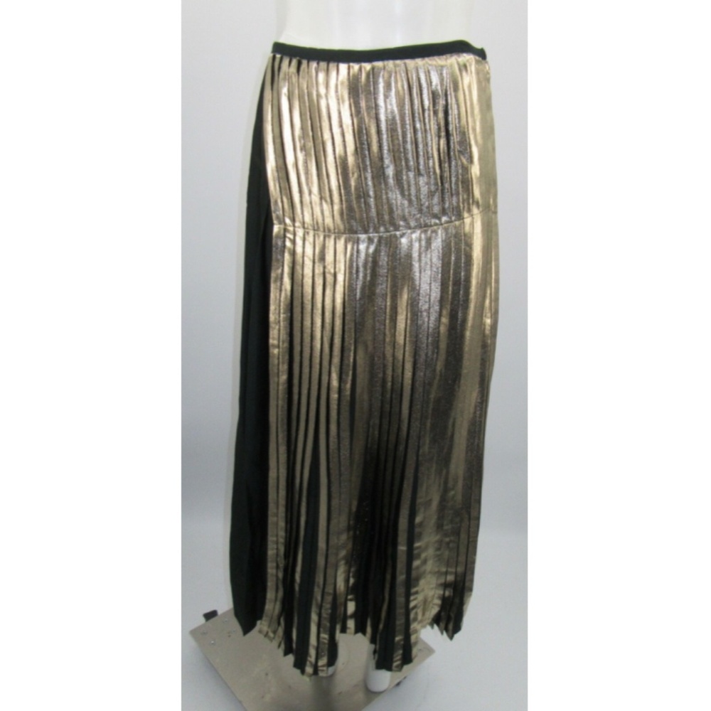 Stella McCartney Carmen Metallic-Paneled Pleated Crepe Maxi Skirt sz 38